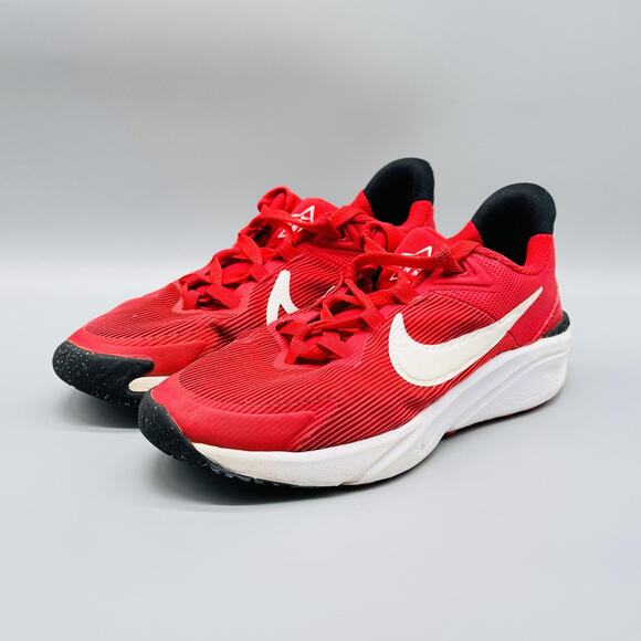 Nike Shoes Kids Boy 4.5Y Red White Black Star Runner 4 Athletic Running Sneakers - Picture 4 of 12